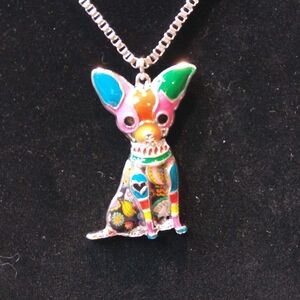 Colorful Enamel Chihuahua Pendant Necklace